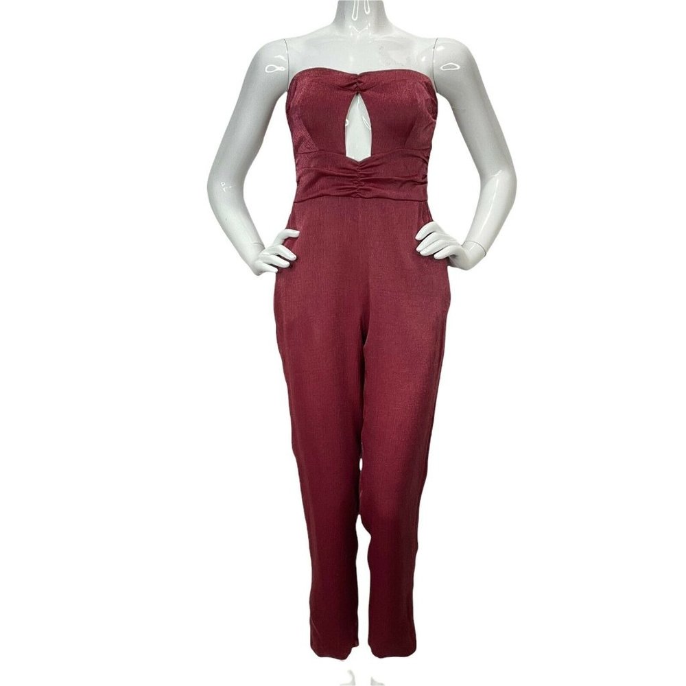 House of Harlow Jumpsuit Women Size S Red Revolve Strappless Shimmer Nwt $228